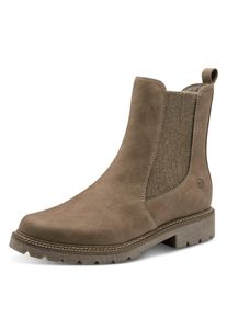 Chelseaboots Tamaris, Damen, Gr. 36, beige (taupe), Elastischer Einsatz, Nubuklederimitat, unifarben, used, Schuhe Chelseaboots, Businessschuh, Schlupfschuh, Stiefelette mit Stretcheins&auml;tzen