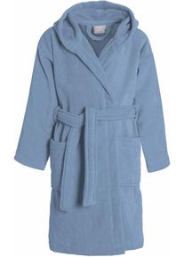 Kinderbademantel Seahorse "Seahorse Pure" Gr. 134, blau (jeansblau), L:87cm, Velours, Hausm&auml;ntel, Kinderbademantel, Langarm, aufgesetzte Taschen