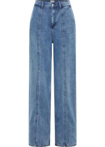 Weite Jeans Mustang "Damen Style Luise Wide", Damen, Gr. 30, L&auml;nge 34, 581 mittelblau, 100% Lyocell, unifarben, weit, Jeans Weite Jeans