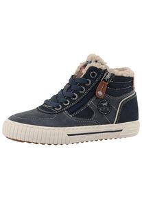 Sneaker Mustang Shoes "Ezio", Jungen, Gr. 39, navy, Lederimitat, Schuhe Sneaker, High Top Sneaker, Schn&uuml;rboots mit Rei&szlig;verschluss