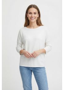 Strickpullover Freequent "FQJONE-PU", Damen, Gr. XXL (44), wei&szlig; (off, wei&szlig;), Strick, Obermaterial: 80% Viskose, 20% Polyamid, unifarben, l&auml;ssig geschnitten h&uuml;ftbedeckend, Rundhals, extrabreites B&uuml;ndchen, Pullover Strickpullover, mit 3/4 Armen