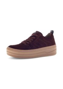 Plateausneaker Gabor, Damen, Gr. 44, lila (beere), Glattleder, Veloursleder, unifarben, Schuhe Plateausneaker, Freizeitschuh, Halbschuh, Sch&uuml;rer mit dezenten Ziern&auml;hten