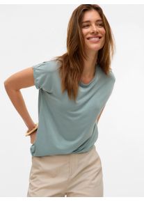 V&eacute;ro Moda Rundhalsshirt VERO MODA "VMAVA PLAIN SS TOP GAJRS NOOS", Damen, Gr. XL, grau (gray mist), Jersey, Obermaterial: 95% Lyocell, 5% Elasthan, unifarben, regular fit normal, Rundhals, Shirts Rundhalsshirt, Materialmix, regular fit