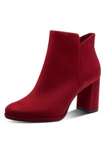 Stiefelette Tamaris, Damen, Gr. 42, rot, Textil, Veloursleder, unifarben, Schuhe Stiefelette, Blockabsatz, Abendschuh, Festtagsschuh in veganer Verarbeitung