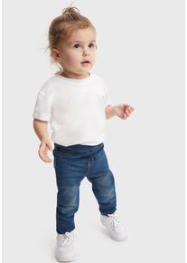Schlupfjeans LEVI'S KIDS "PULL-ON JEGGING", M&auml;dchen, Gr. 3/62, N-Gr, blau (mid blau used), Denim/Jeans, Obermaterial: 76% Baumwolle, 23% Polyester, 1% Elasthan, unifarben, Basic schmal, Jeans Schlupfjeans, for BABYGIRLS