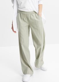 Palazzohose bonprix, Damen, Gr. 36, N-Gr, gr&uuml;n (seegras), Obermaterial: 55% Leinen, 45% Viskose, loose fit, Hosen Palazzohose, aus Leinen und Viskose, Loose Fit Passform, mit Smock-Bund, Topseller