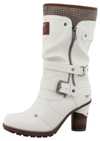 Winterstiefel Mustang Shoes "Palma", Damen, Gr. 38, Normalschaft, wei&szlig;, Lederimitat, Textil, Schuhe Winterstiefel, Kurzstiefel, Winterstiefel mit w&auml;rmendem Textifutter
