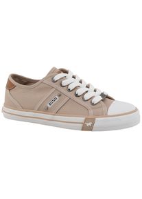Sneaker Mustang Shoes "Winona", Damen, Gr. 41, hellbeige, Baumwolle, Schuhe Sneaker, Freizeitschuh, Halbschuh, Schn&uuml;rschuh mit seitlichem Logoschriftzug