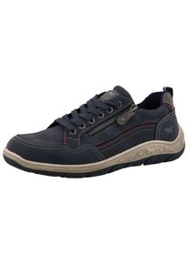 Sneaker Mustang Shoes "Benedetto", Herren, Gr. 41, blau (navy), Lederimitat, Basic, Schuhe Sneaker, Schn&uuml;rschuh, Halbschuh mit Rei&szlig;verschluss
