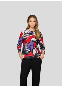 3/4-Arm-Shirt Rabe, Damen, Gr. 46, mohn, Web, Obermaterial: 76% Baumwolle, 16% Polyester, 8% Elasthan, bedruckt, regular fit normal, Rundhals, gerader Abschluss, Shirts 3/4-Arm-Shirt, mit All-Over Print