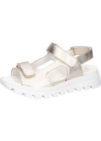 Waldl&auml;ufer Plateausandale WALDL&Auml;UFER "H-NELE", Damen, Gr. 4,5 (37,5), gold (goldfarben), Nubukleder, metallic, Schuhe Plateausandale, in Komfortweite H (= sehr weit)