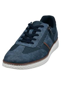 Schn&uuml;rschuh Bugatti, Herren, Gr. 42, blau, Lederimitat, Schuhe Schn&uuml;rschuh, Schn&uuml;rschuh, Freizeitschuh, Halbschuh mit zus&auml;tzlichem Rei&szlig;verschluss