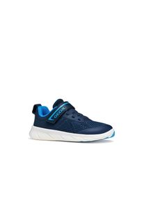 Barfu&szlig;schuh Geox "J FOOT-RUN BOY", Jungen, Gr. 24, blau, Textil, Schuhe Barfu&szlig;schuh, Klettschuh mit Logo, Gr&ouml;&szlig;enschablone zum Download