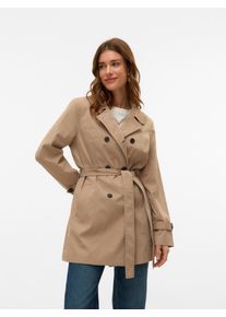V&eacute;ro Moda Trenchcoat VERO MODA "VMCHELSEA OLIVIA TRENCHCOAT NOOS", Damen, Gr. M, silber (silber mink), Twill, Obermaterial: 100% Polyester, unifarben, regular fit ca. Mitte Oberschenkel, mit Riegel, M&auml;ntel Trenchcoat, kurzer 2-Reiher mit abnehmbarem Bindeg&uuml;rtel