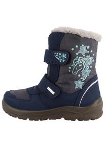 Winterboots Lurchi "Kasandra SYMPATEX", M&auml;dchen, Gr. 34, blau (dunkelblau, grau), Lederimitat, Textil, Glitzer, Schuhe Winterboots, Klettboots mit Glitzer, Gr&ouml;&szlig;enschablone zum Download
