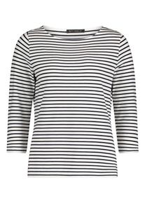 Langarmshirt Betty Barclay "Basic Shirt mit Ringel", Damen, Gr. 46, bunt (wei&szlig;, dunkelblau), Obermaterial: 95% Viskose CV. 5% Elasthan EL., Shirts Langarmshirt