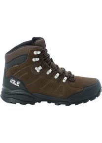 Hikingschuh Jack Wolfskin "REFUGIO TEXAPORE MID M", Herren, Gr. UK9-EU43, Normalschaft, braun (braunphantom), Obermaterial: Leder. Obermaterial 2: Textilmaterial. Futter: Polyester, Schuhe Hikingschuh