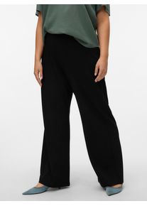 Anzughose Vero Moda CURVE "VMCBERLIN ZAMIRA MW WIDE PANT CUR", Damen, Gr. 52, L&auml;nge 32, schwarz, Web, Obermaterial: 95% Polyester, 5% Elasthan, unifarben, bequem normal, Hosen Anzughose