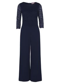 Jumpsuit Vera Mont "Jumpsuit mit Spitze", Damen, Gr. 44, EURO, blau (night sky), Obermaterial: 95% Polyester PES. 5% Elasthan EL., Overalls Jumpsuit