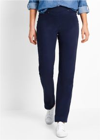 Schlupfhose bonprix "Twill Treggings aus elastischem Baumwoll-Mix", Damen, Gr. 40, N-Gr, blau (dunkelblau), Twill, Obermaterial: 97% Baumwolle, 3% Elasthan, unifarben, washed, regular fit lang, Hosen Schlupfhose, aus elastischem Baumwoll-Mix, Regular Fit, gerades Bein