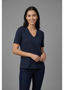 Kurzarmbluse Freequent "FQYR", Damen, Gr. S, grau (salute), Web, Obermaterial: 60% Modal, 40% Polyester, unifarben, bequem h&uuml;ftbedeckend, V-Ausschnitt, Blusen Kurzarmbluse, elastisch, mit V-Ausschnitt