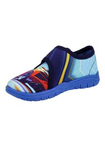 Hausschuh Richter "Mailo", M&auml;dchen, Gr. 29, dunkelblau multi mit automotiv, Baumwolle, kontrastfarbene Details, Schuhe Hausschuh, Klettschuh, Kindergartenschuh mit Gr&ouml;&szlig;enschablone zum Download