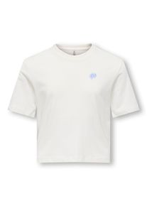 T-Shirt KIDS Only "KOGREX S/S PRINTED TOP JRS", M&auml;dchen, Gr. 146/152, cloud dancer print:shell, Jersey, Obermaterial: 100% Baumwolle, unifarben, regular fit taillenlang, Rundhals, Shirts T-Shirt, mit s&uuml;&szlig;em Brustmotiv