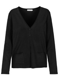Strickjacke Clarina "WALTER", Damen, Gr. 48, schwarz, Obermaterial: 70% Viskose, 30% Polyamid;, unifarben, comfort fit, V-Ausschnitt, Strickjacken Strickjacke, Viskose-Polyamid Mischung