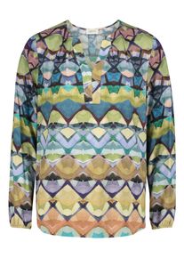 Klassische Bluse Cartoon "Casual-Bluse mit Muster", Damen, Gr. 36, bunt (gr&uuml;n, blau), Obermaterial: 100% Viskose CV., Blusen Klassische Bluse