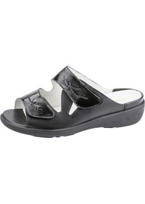 Waldl&auml;ufer Pantolette WALDL&Auml;UFER "KARA", Damen, Gr. 4,5 (37,5), schwarz, Lackleder, Nappaleder, gl&auml;nzend, unifarben, Basic, Schuhe Pantolette, mit zwei Klettverschl&uuml;ssen, K-Weite