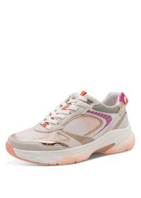 Plateausneaker Tamaris, Damen, Gr. 36, orange, kombiniert, Lederimitat, Textil, kontrastfarbene Details, Schuhe Plateausneaker, Freizeitschuh, Halbschuh, Schn&uuml;rschuh in farbenfrohen Design