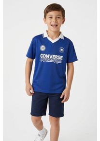 Poloshirt Converse "CNVB BLEACHER SOCIETY NOVELTY", Jungen, Gr. 146/152 (158), Converse blau, Obermaterial: 100% Polyester, Rundhals, Shirts Poloshirt, f&uuml;r Kinder und Jugendliche, sportlicher Stil, Rundhalsausschnitt