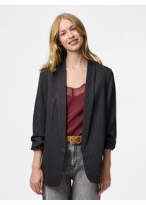 Blusenblazer Pieces "PCBOSELLA 3/4 PINSTRIPE BLAZER NOOS BC", Damen, Gr. L, bunt (magnet stripes:cloud dancer pinstripe), Web, Obermaterial: 98% Polyester, 2% Viskose, Nadelstreifen, gestreift, regular fit Po-bedeckend, Blazer Blusenblazer, Materialmix, regular fit