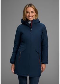 Funktionsparka Polarino, Damen, Gr. 52, blau (marine), Web, Obermaterial: 100% Polyester. Futter: 100% Polyester. Wattierung: 100% Polyester, mit Riegel,verstellbar Rippstrickb&uuml;ndchen mit verstellbarem Klettverschluss, Jacken Funktionsparka, wasserdicht, atmungsaktiv & winddicht. Wassers&auml;ule 3000mm