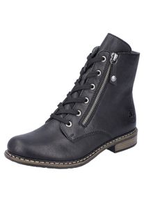 Stiefelette Rieker, Damen, Gr. 41, schwarz, Lederimitat, unifarben, Schuhe Stiefelette, Schn&uuml;rstiefelette, Schn&uuml;rboots mit Rei&szlig;verschluss an der Au&szlig;enseite