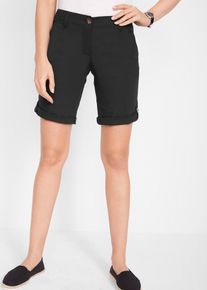 Bermudas bonprix "Stretch Bermuda", Damen, Gr. 44, N-Gr, schwarz, Web, Obermaterial: 97% Baumwolle, 3% Elasthan, unifarben, regular fit kniefrei, Hosen Bermudas, mit krempelbaren Beinen, Regular Fit