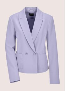 Madeleine Mode Jackenblazer MADELEINE "Blazer Eleganter Kurzblazer mit Reverskragen", Damen, Gr. 46, lila (hellamethyst), Obermaterial: 68% Polyester PES. 28% Viskose CV. 4% Elasthan EL., Modern, gerade, Blazer Jackenblazer, Tonige Kn&ouml;pfe