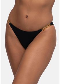 Bikini-Hose Dorina "Filao", Damen, Gr. M, N-Gr, schwarz, Microfaser, Obermaterial: 87% Polyester, 13% Elasthan, unifarben, Badehosen Bikini-Hose, Mit modischen goldfarbenen Kettendetails