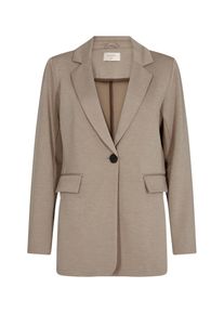 Jackenblazer Freequent "FQNANNI", Damen, Gr. L, beige (desert taupe melange), Web, Obermaterial: 73% Polyester, 24% Viskose, 3% Elasthan, unifarben, bequem h&uuml;ftbedeckend, V-Ausschnitt, Blazer Jackenblazer, mit Knopfverschluss und Reverskragen