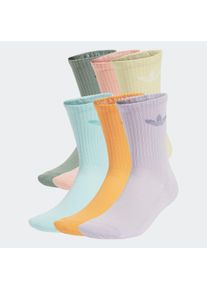 Sportsocken adidas originals "TREFOIL CUSHION CREW, 6 PAAR", Herren, Gr. XL (46/48), bunt (silber gr&uuml;n, glow pink, powder gelb), Obermaterial: 65% Baumwolle, 31% Polyester, 3% Elasthan, 1% sonstige Fasern, Socken Sportsocken, f&uuml;r Laufen, 6er-Pack, mit Trefoil Logo, wadenlang, Topseller