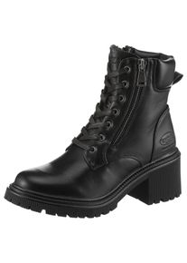 Schn&uuml;rstiefelette Dockers by Gerli, Damen, Gr. 39, schwarz, Lederimitat, Schuhe Schn&uuml;rstiefelette, Biker Boots mit Rei&szlig;verschluss