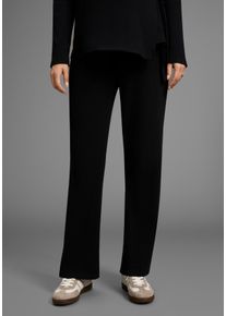 Umstandshose Neun Monate "Weite Jerseyhose f&uuml;r Schwangerschaft und Stillzeit", Damen, Gr. 36/38, N-Gr, schwarz, Jersey, Obermaterial: 95% Baumwolle, 5% Elasthan, unifarben, Basic, l&auml;ssig geschnitten lang, Hosen Umstandshose, Umstands-Hose aus Rippware mit weitem Bein