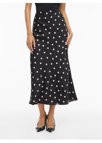 Maxirock Vila "VIELLETTE HW LONG SKIRT - NOOS", Damen, Gr. 42, schwarz aop:snow wei&szlig; dots, Web, Obermaterial: 100% Polyester, bedruckt, Basic schmal wadenlang, R&ouml;cke Maxirock, Kunstfaser