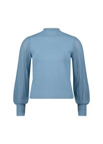 Strickpullover Zero "Strickpullover mit transparenten &Auml;rmeln", Damen, Gr. 34, blau (spring lake), Obermaterial: 72% Viskose CV. 28% Polyester PES., Pullover Strickpullover