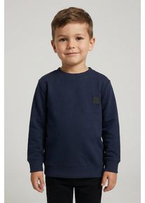 Sweatshirt Tom Tailor, Jungen, Gr. 104/110, blau (sky captain blau), Sweatware, Obermaterial: 70% Baumwolle, 30% Polyester, unifarben, regular fit taillenbedeckt, Rundhals, Rippb&uuml;ndchen, Sweatshirts Sweatshirt, mit Logo Stickerei