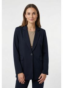 Jackenblazer Freequent "FQNANNI", Damen, Gr. S, grau (salute), Web, Obermaterial: 73% Polyester, 24% Viskose, 3% Elasthan, unifarben, bequem h&uuml;ftbedeckend, V-Ausschnitt, Blazer Jackenblazer, mit Knopfverschluss und Reverskragen