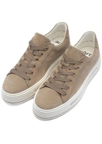 Plateausneaker Ara "CANBERRA", Damen, Gr. 7,5 (41,5), sand, Veloursleder, unifarben, Schuhe Plateausneaker, Freizeitschuh, Halbschuh, Schn&uuml;rschuh in Bequemweite G (=weit)