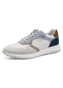 Sneaker Tamaris, Herren, Gr. 45, wei&szlig; kombiniert, Leder, Textil, Schuhe Sneaker, Freizeitschuh, Halbschuh, Schn&uuml;rschuh mit Lochmuster, f&uuml;r Herren