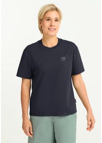 T-Shirt Jack Wolfskin "CURIOUS T W", Damen, Gr. XL (46), plant, schwarznavy, Obermaterial: 100% BAUMWOLLE, Shirts T-Shirt