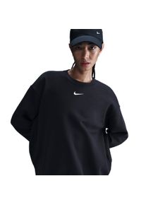 T-Shirt Nike Sportswear "W NSW PHNX FLC OS LONG CREW", Damen, Gr. XS, schwarz, sail, Obermaterial: 80% Baumwolle, 20% Polyester, Shirts T-Shirt, Oversize Passform, f&uuml;r Erwachsene, sportlicher Stil